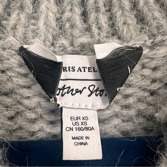 & Other Stories Sweater Women’s XS alpaca Wool Gray Pom Pom Fuzzy Pullover - Picture 3 of 7